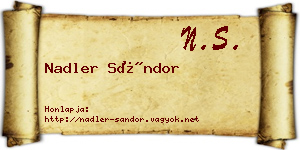 Nadler Sándor névjegykártya